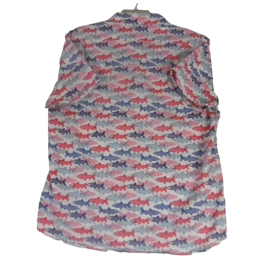 J.CREW Shirt Boy's Large Slim Fit Short Sleeve Button Down All Over Fish Print - Picture 2 of 11